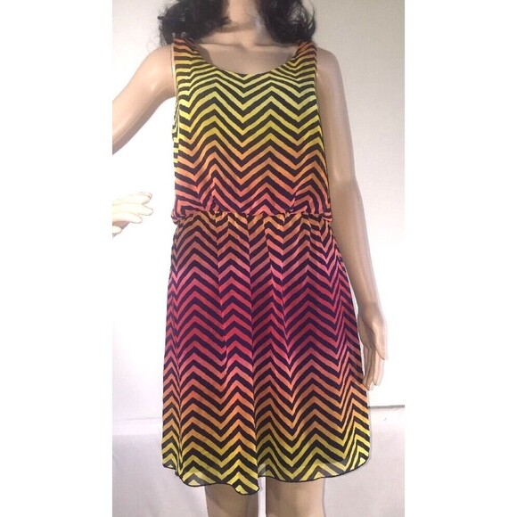 Sweet Storm Sundress Ombré Chevron Striped Sunset - Picture 1 of 12